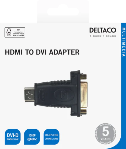 HDMI- til DVI-D-adapter med gullbelagte kontakter, svart