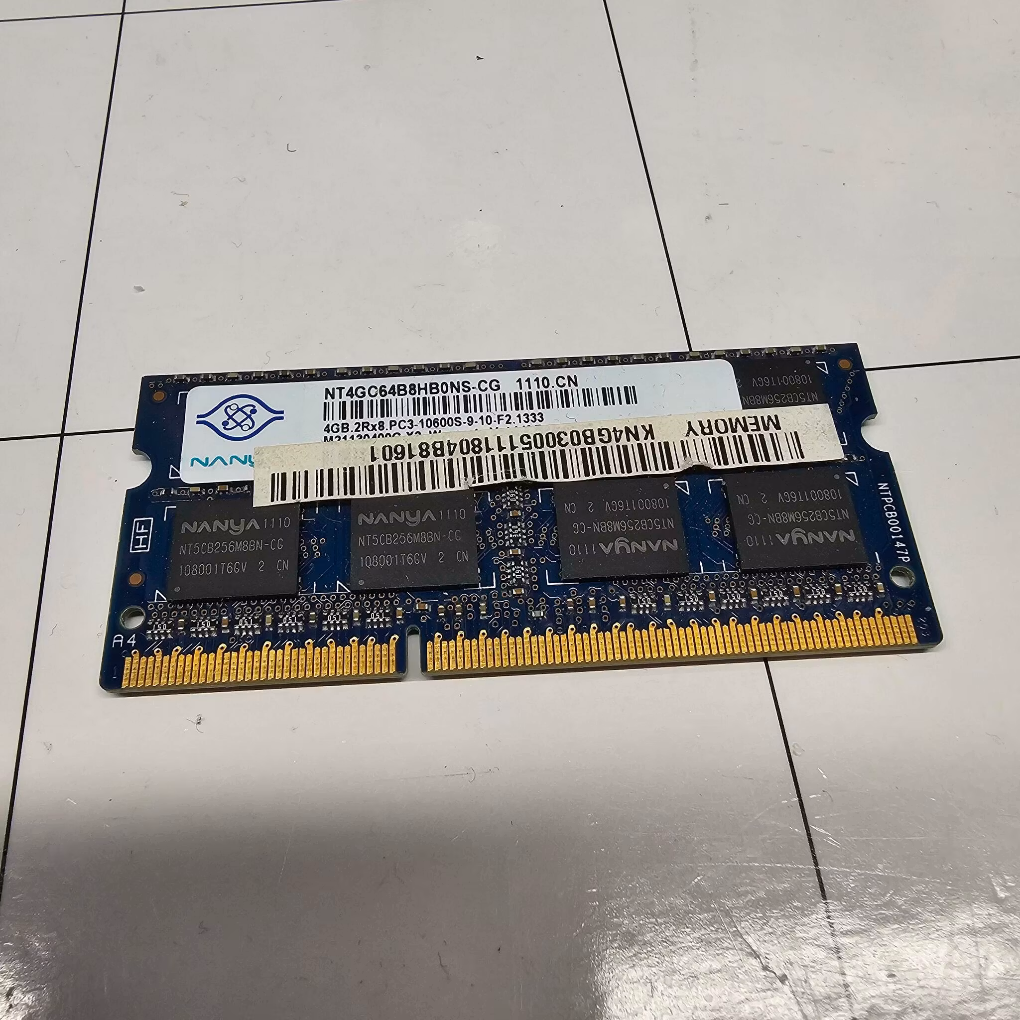 4GB 204Pin SO-DIMM DDR3 PC3-10700 (666 MHz) NT4GC64B8HB0NS