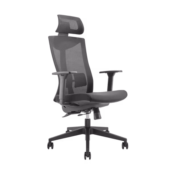 Ergonomisk kontorstol med høy nettingrygg, opptil 150 kg, svart