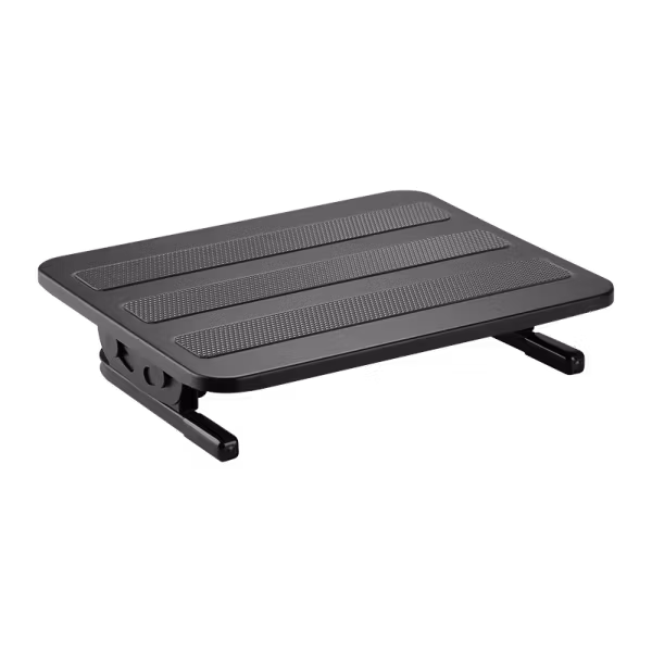 Frittstående, justerbar fotstøtte, 300 × 380 mm, ±20° tilt, svart