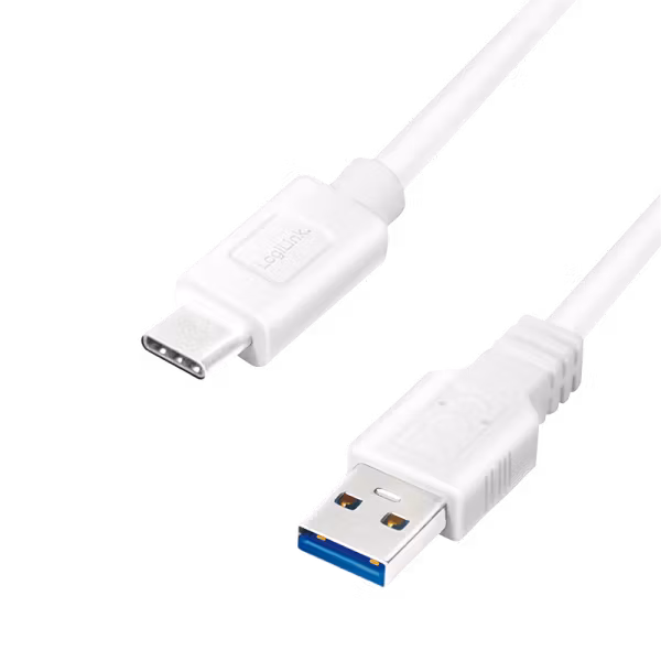 USB 3.2 Gen1 Type-C kabel, C/M til A/M, 5 Gbps, 60W, 2m, hvit