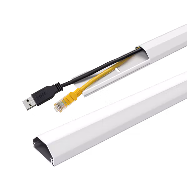 Kabelkanal, aluminium, 1100 × 33 × 18 mm, hvit