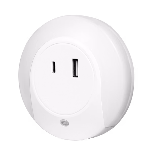 LED nattlampe med skumringssensor – USB-C / USB-A