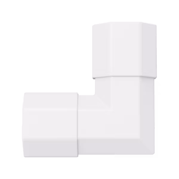 Kabelkanalvinkel 90° – ABS, 33×33×18 mm, hvit
