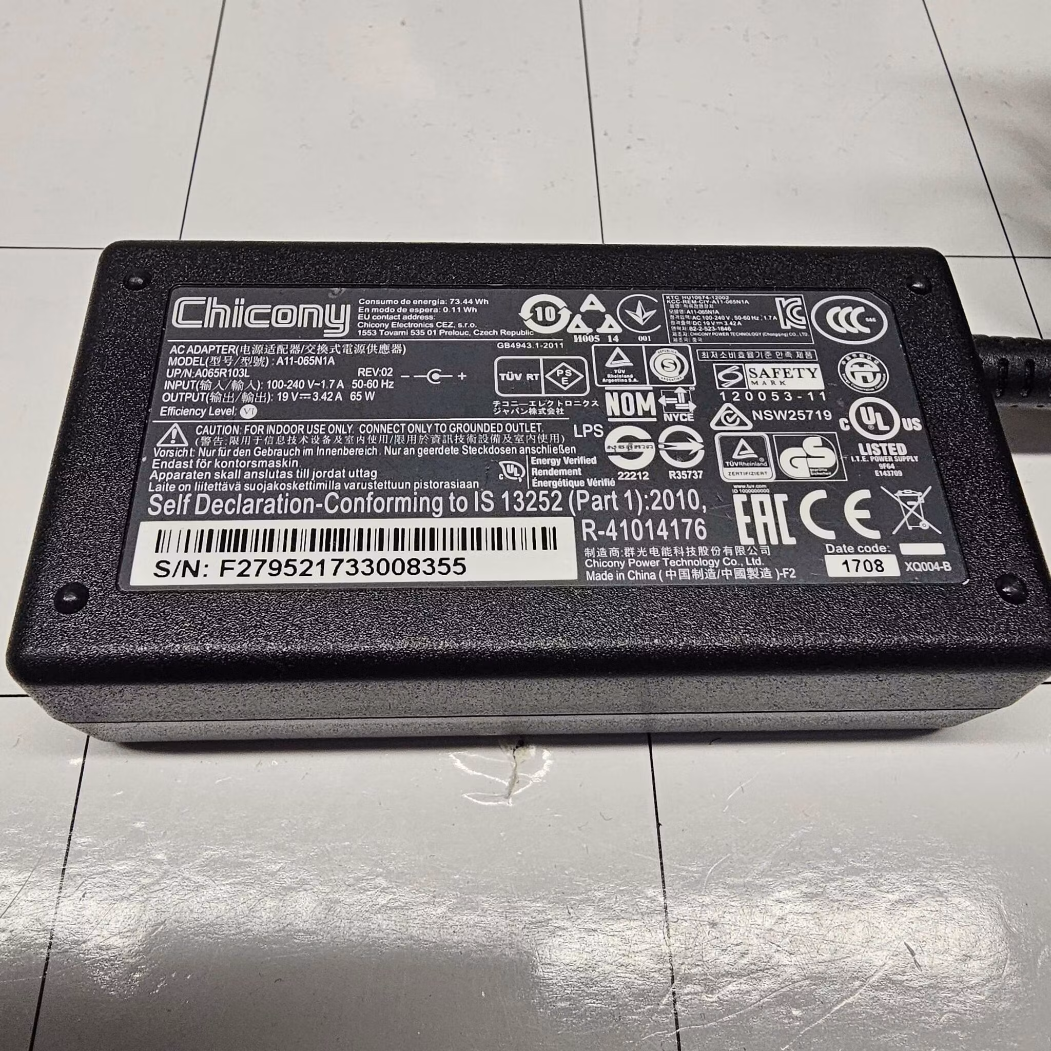 ACER A11-065N1A 19V 3.42A 65W Genuine Original AC Power Adapter Charger