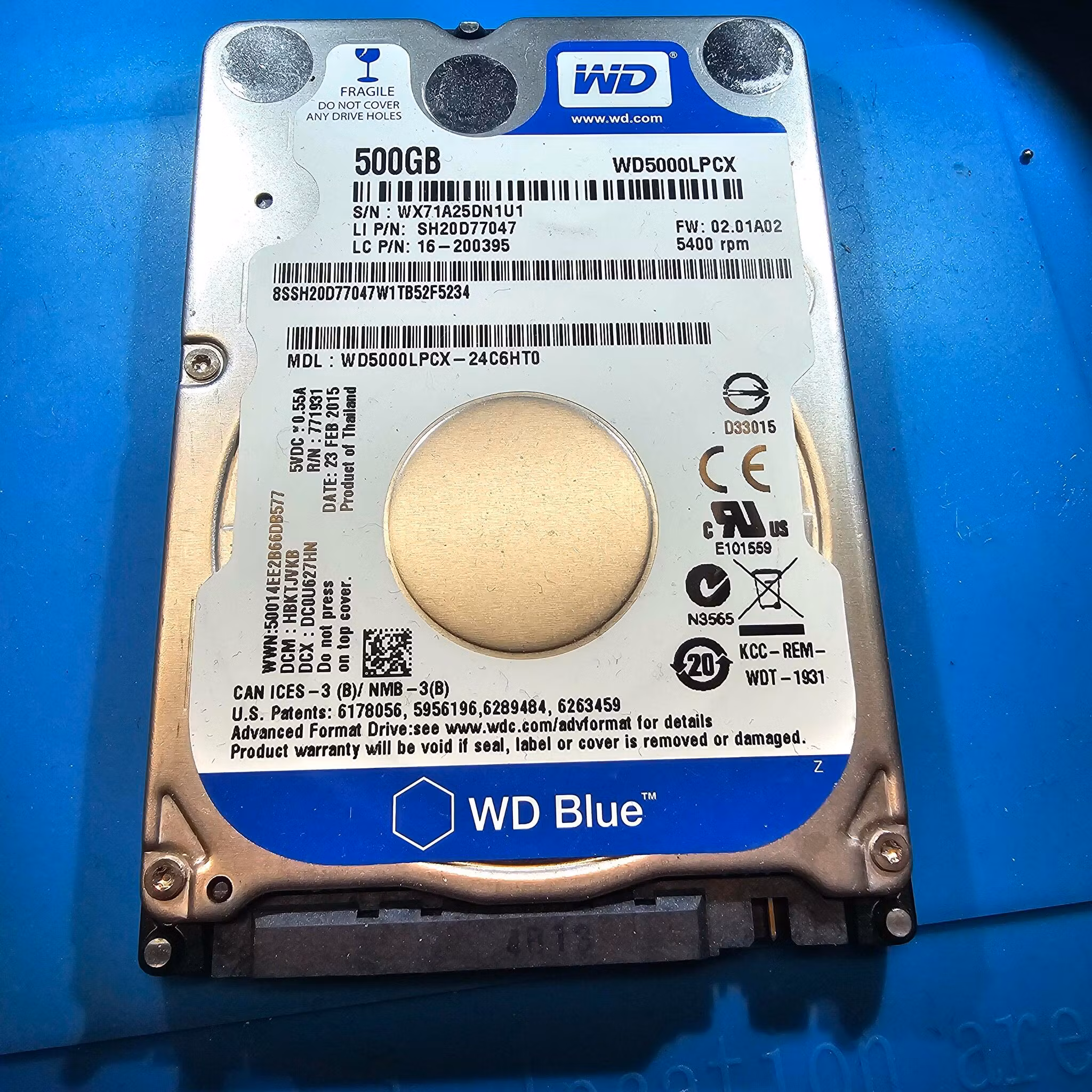 WD Blue 500GB 2.5" harddisk WD5000LPCX