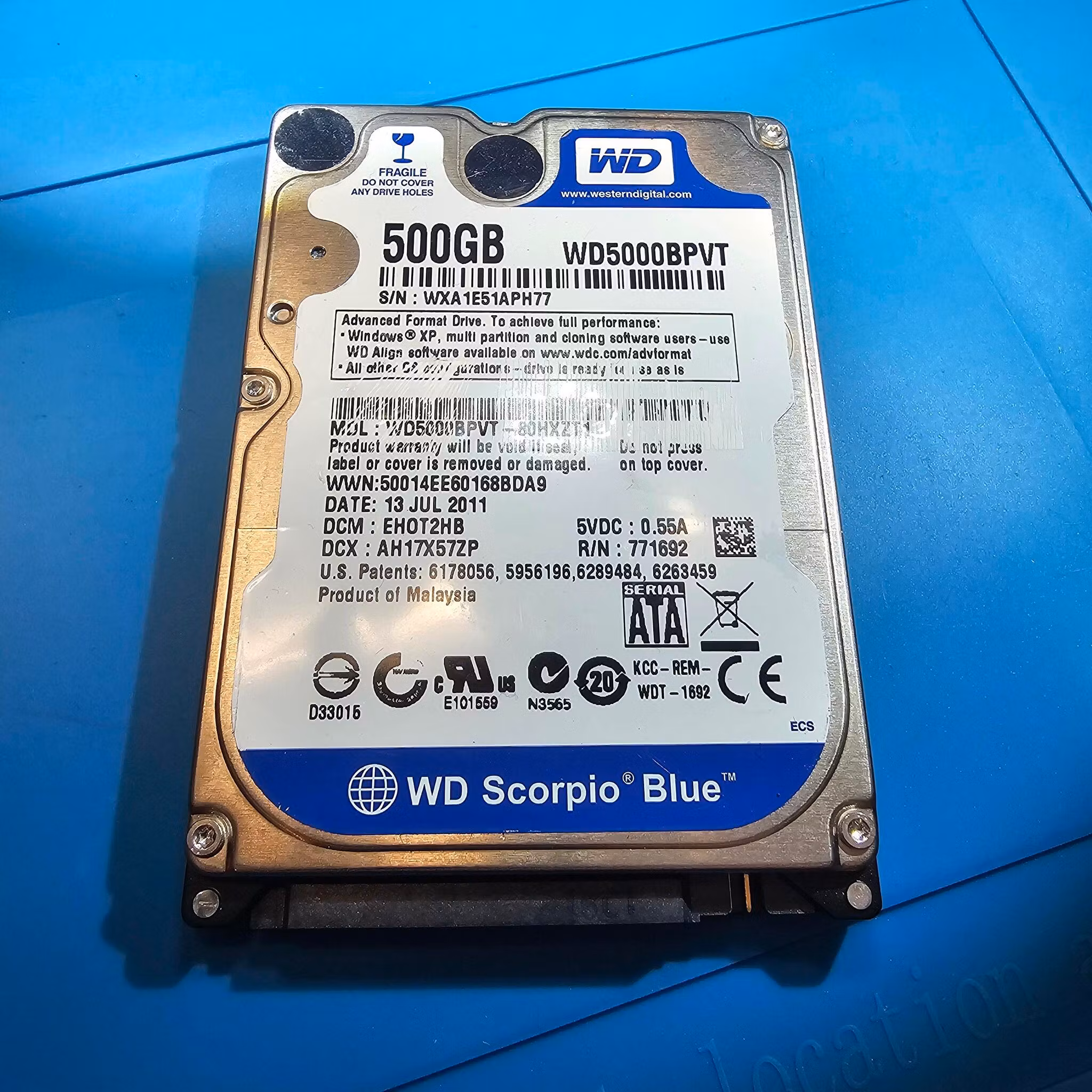 WD 500GB 2,5" SATA HDD
