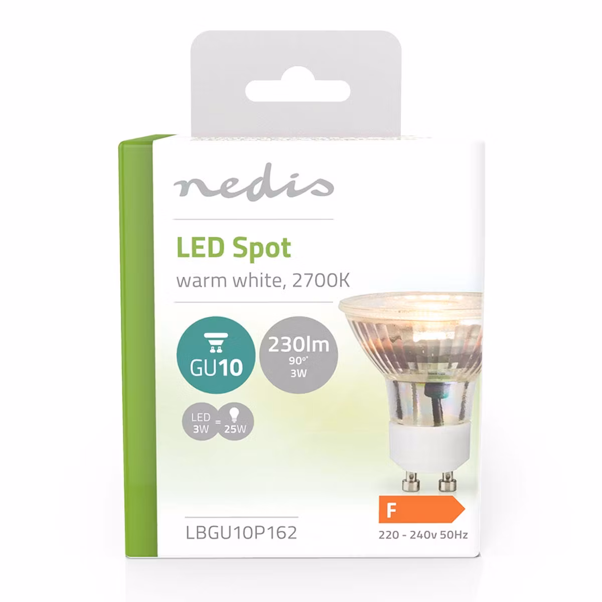 LED pære GU10 • Laget av glass for optimal varmefordeling • Varmt hvitt lys på 2700 K: skap den rette atmosfæren med disse energieffektive LED-spotene • Lavt strømforbruk: bra for miljøet og lommeboken • Svært lang levetid på over 15 000 timer