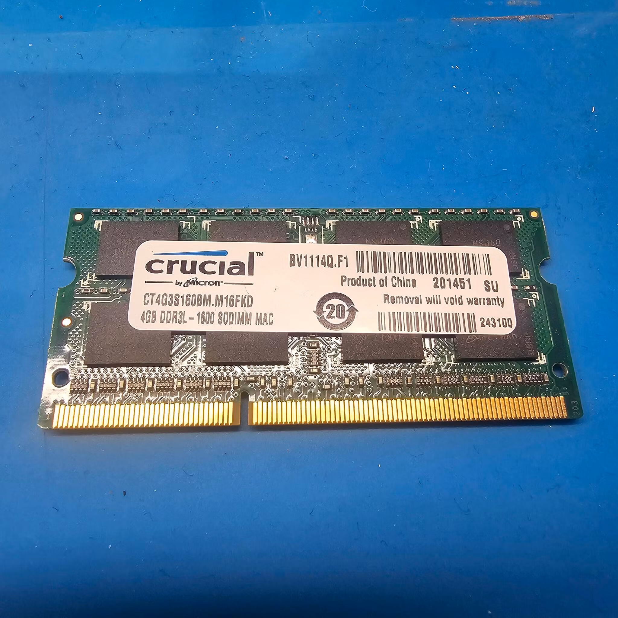 8GB 2x 4GB Apple P/N CT4G3S160BM DDR3L PC3L-12800 1600MHz SODIMM Laptop Memory