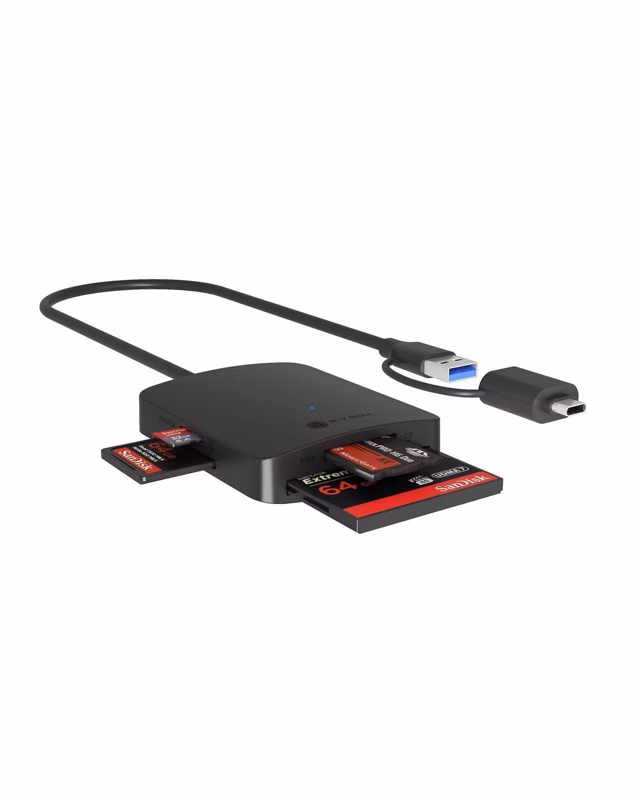ICY BOX IB-CR302-CU3 4-i-1 kortleser med USB 3.2 Gen 1 Type-A og Type-C®