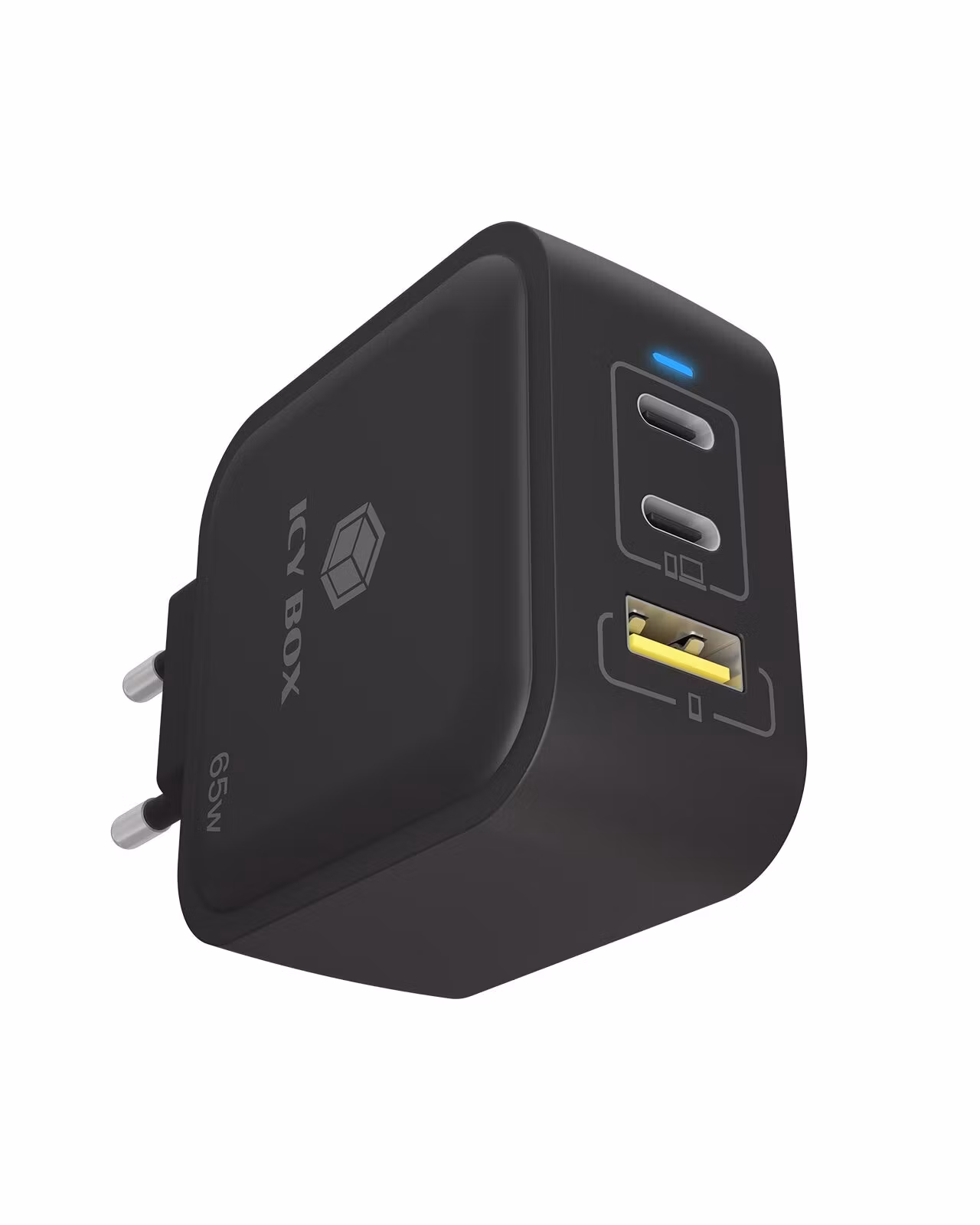 ICY BOX GaN vegglader med 65 W Power Delivery og Quick Charge IB-PS1030-PD