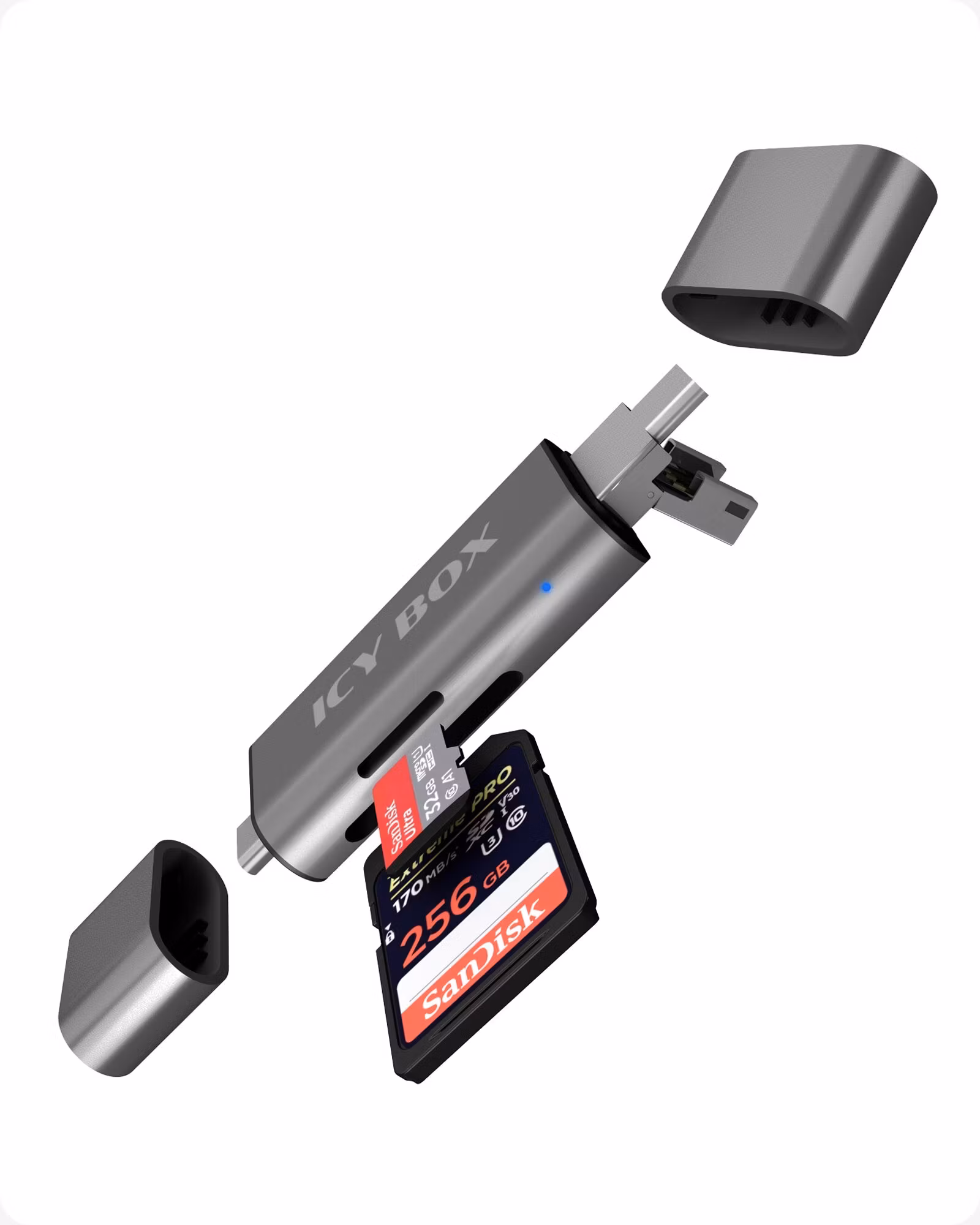 ICY BOX Ekstern kortleser for SD- og microSD-kort IB-CR200-C
