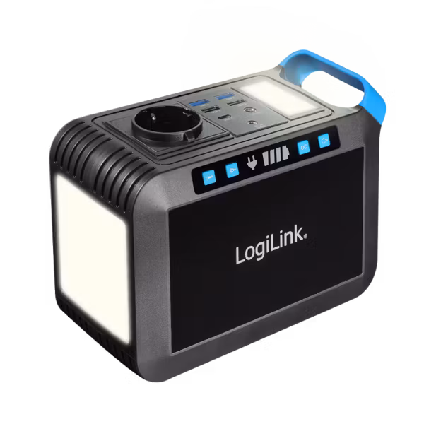 Portabel powerstation 200 W – 40 000 mAh med 7 utganger, IP20 (blå/sort)