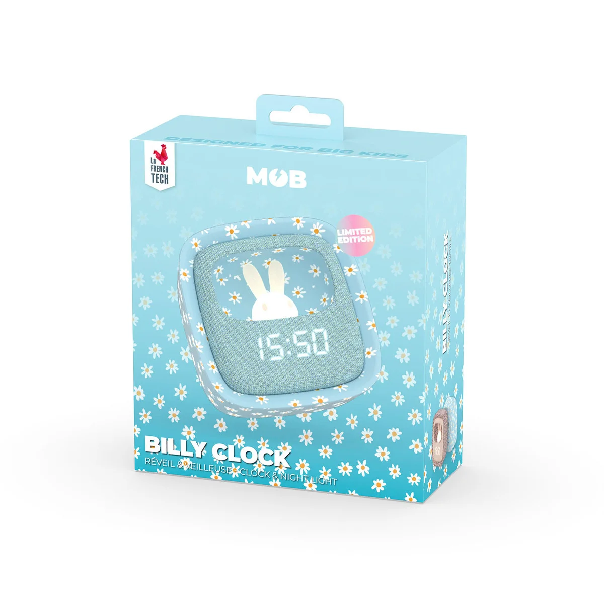 Vekkerklokke med Lys Billy Clock Blue Blomst