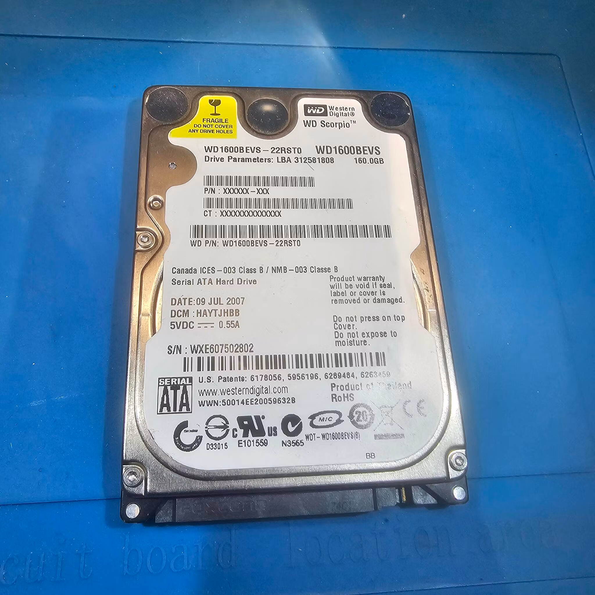 WD 160GB 2,5" SATA hdd WD1600BEVS-22RST0