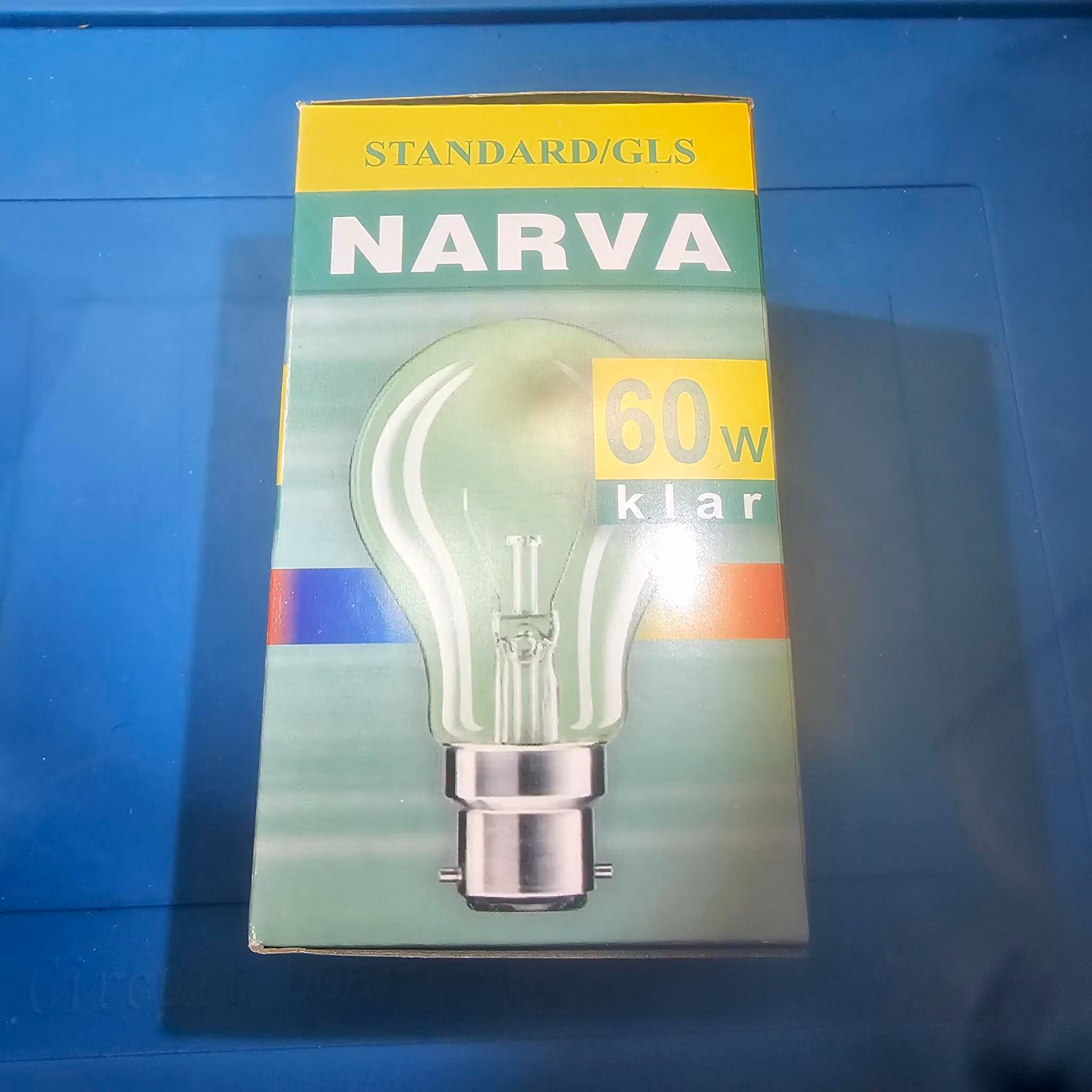 NARVA 60W 240V 80lm klar B22 sokkel
