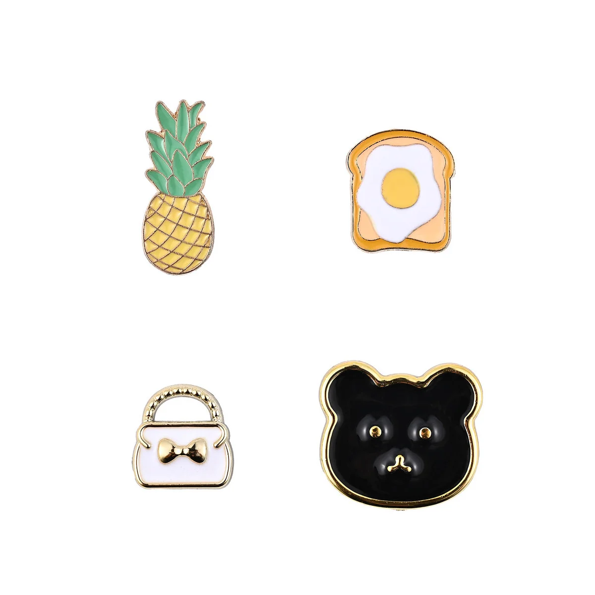 Charms Pimp Your Phone 4 stk - Veske, toast, panda, ananas