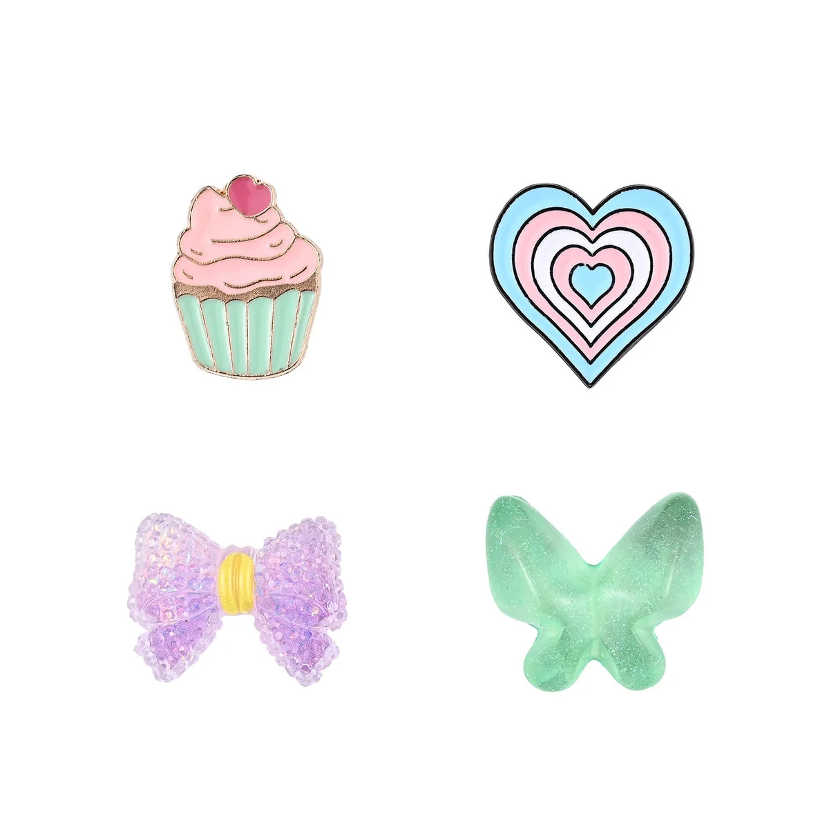 Charms Pimp Your Phone 4 stk - Cupcake, hjerte, sløyfe, sommerfugl