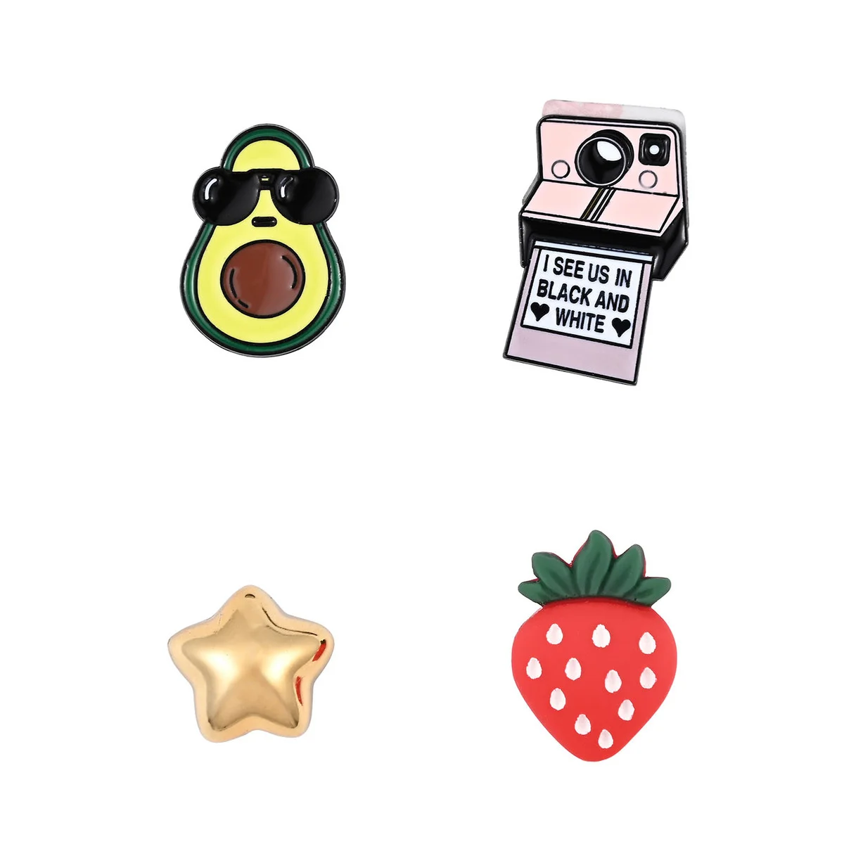Charms Pimp Your Phone 4 stk - Avocado, kamera, stjerne, jordbær
