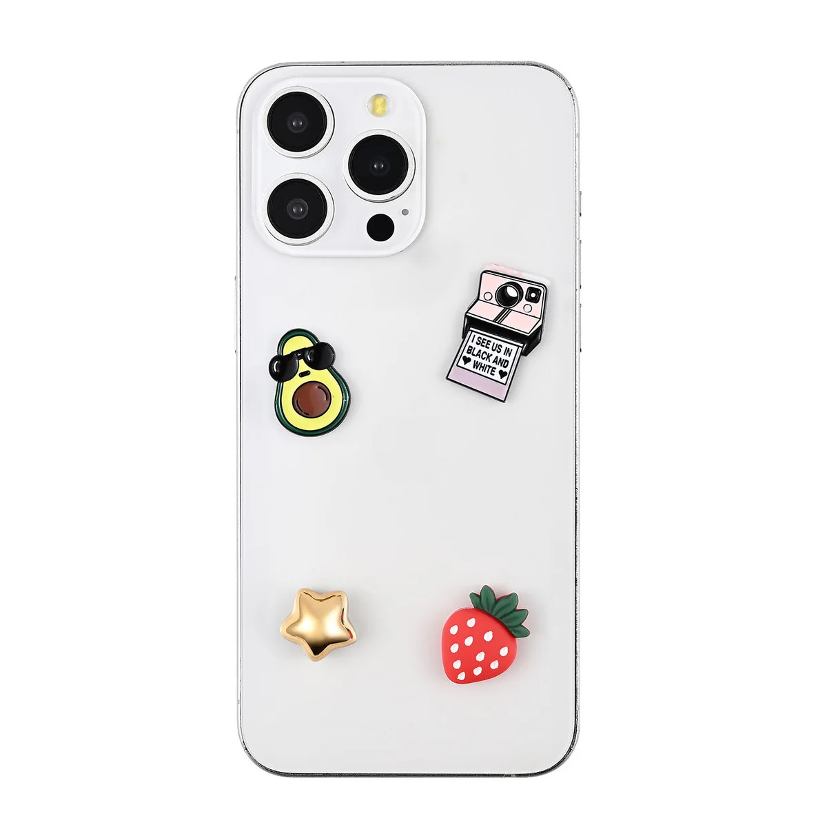 Charms Pimp Your Phone 4 stk - Avocado, kamera, stjerne, jordbær