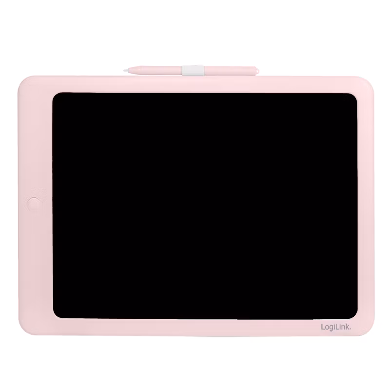 LCD-skrivebrett for barn 14", slettbart og skrivbart, tavle på baksiden, rosa