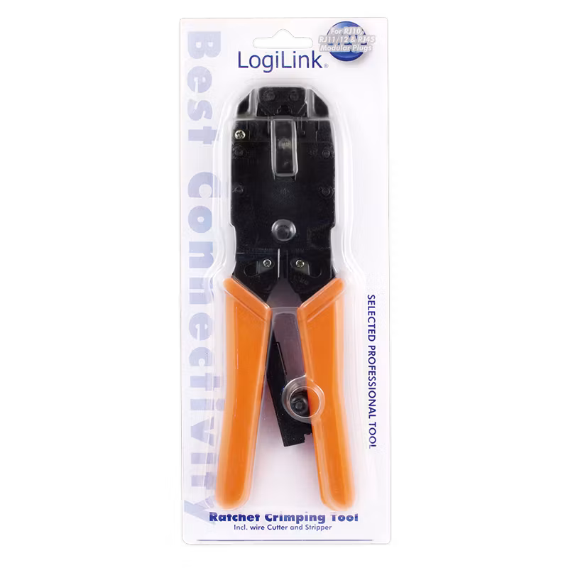 Multifunksjonelt krympeverktøy for RJ11, RJ12, RJ45 modulære (Western) plugger