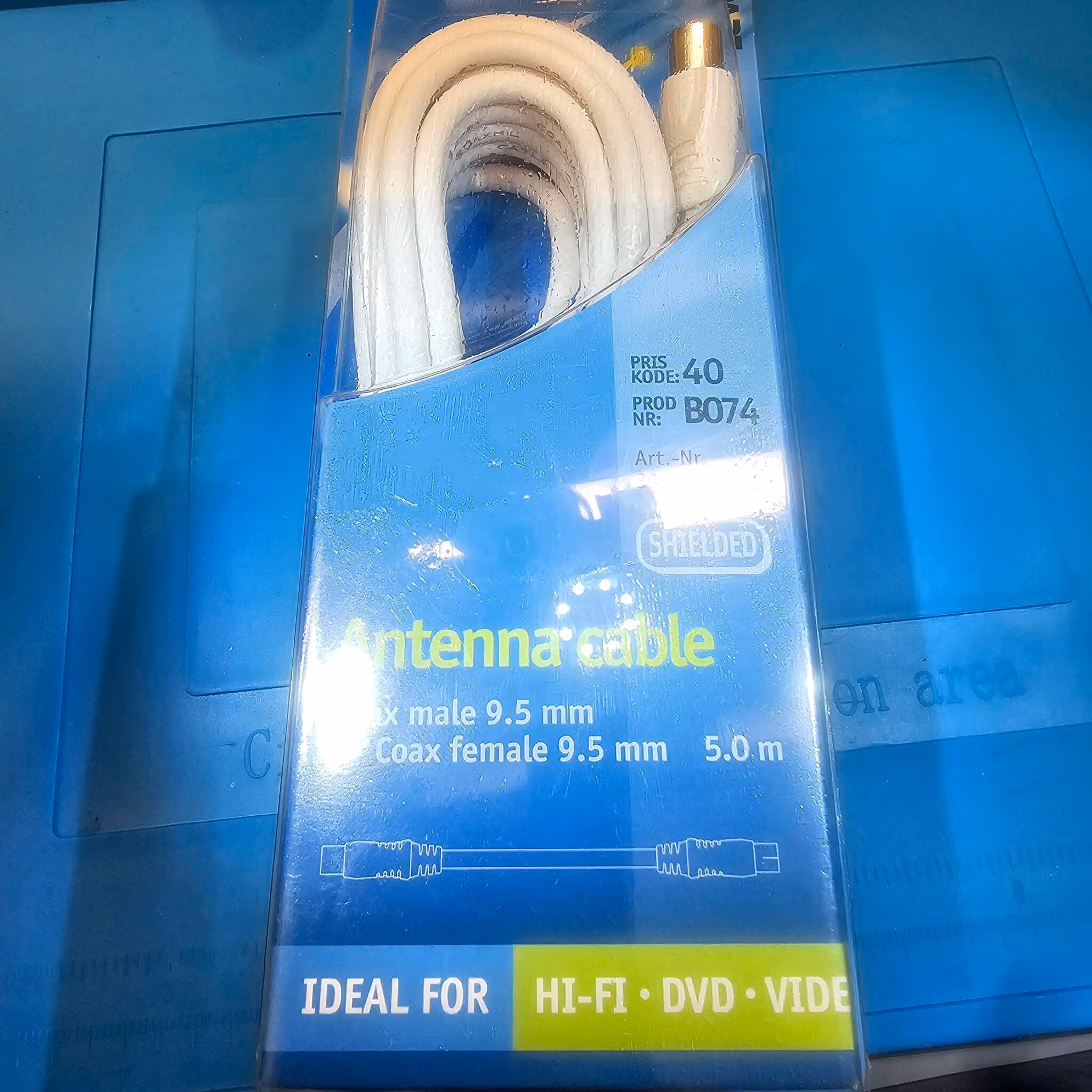Antennekabel coaxkabel 9.5mm 5m han - hun