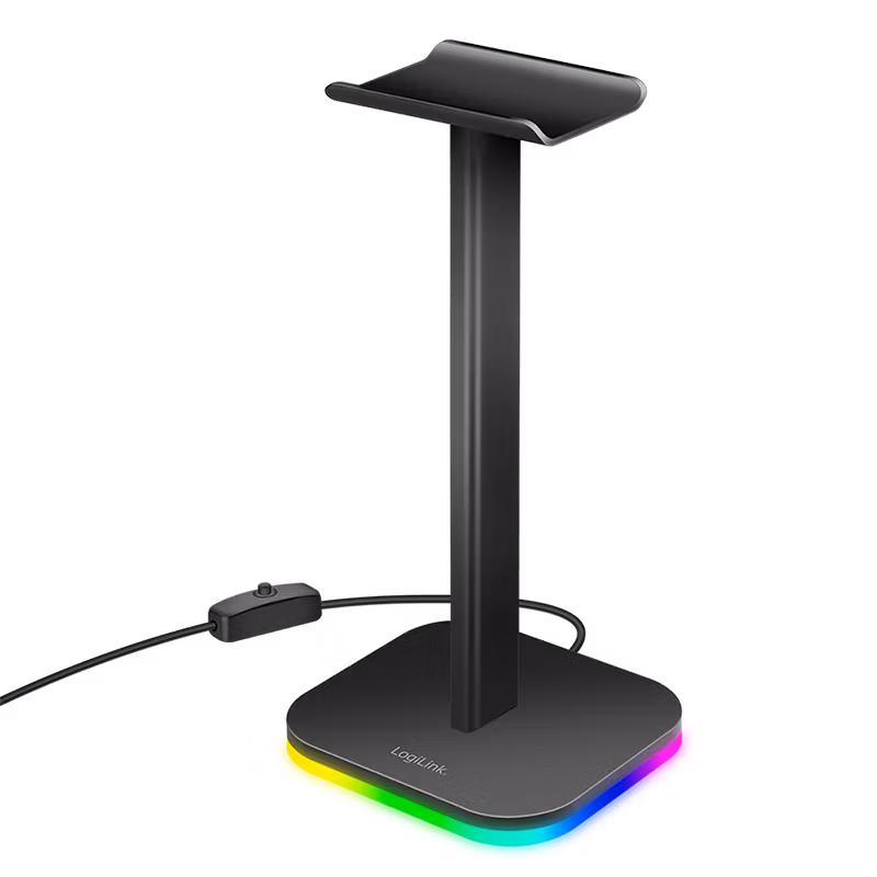 Hodetelefonstativ med RGB-lys, 225 mm høyde, svart