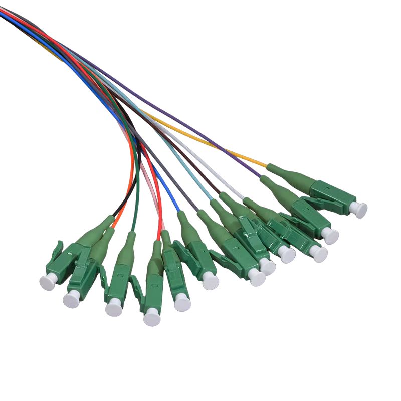 Fiber-pigtailsett 12 x LC/APC OS2 (G657.A1), 2m, farget