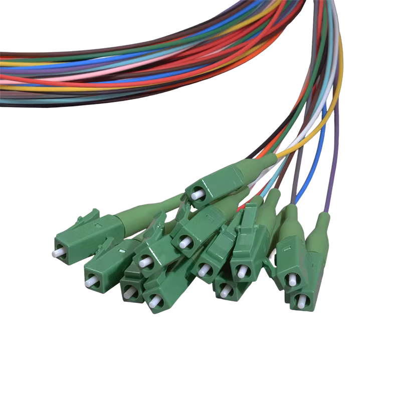 Fiber-pigtailsett 12 x LC/APC OS2 (G657.A1), 2m, farget