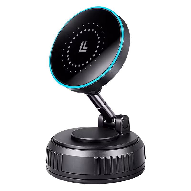 Magnetisk sugekoppfeste, induksjonslading, 25 W, opptil 0,3 kg, inkl. magnetisk ring, svart