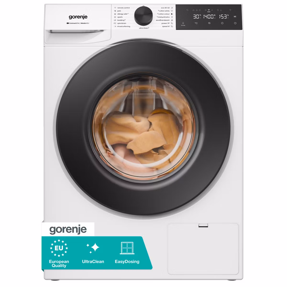 Gorenje Vaskemaskin 8kg, 1400 rpm, inverter, steam, wifi , titanium