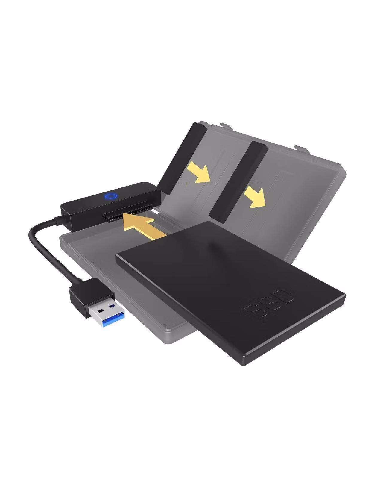 Adapter for 1x HDD/SSD med USB 3.0 Type-A-tilkobling og plastetui
