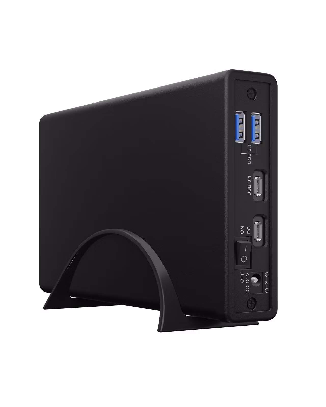 Eksternt kabinett for 2,5"/3,5" HDD/SSD med USB 3.2 Gen 2 Type-C og USB-hub