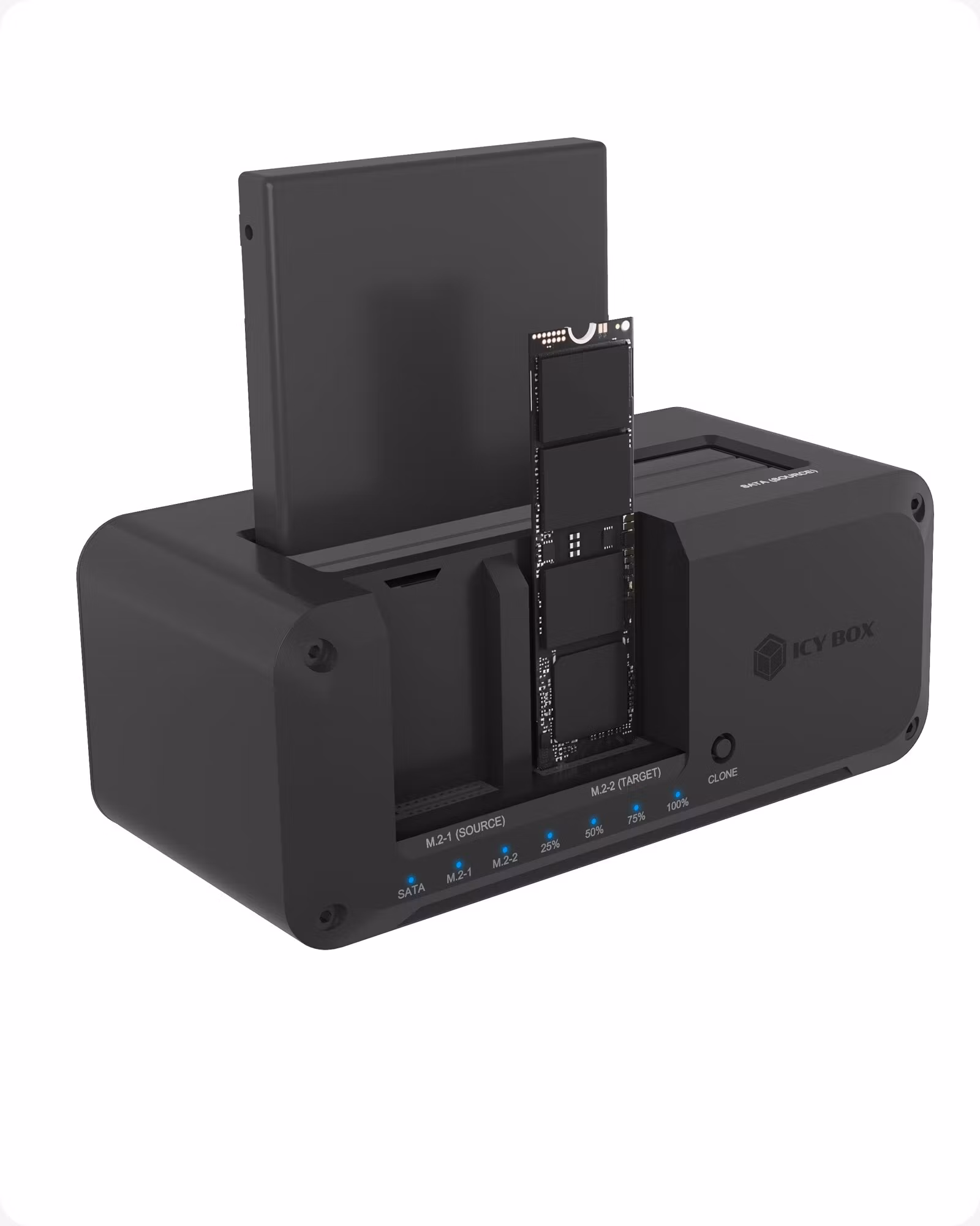 Kloningsstasjon for SATA og M.2 harddisker/SSD-er
