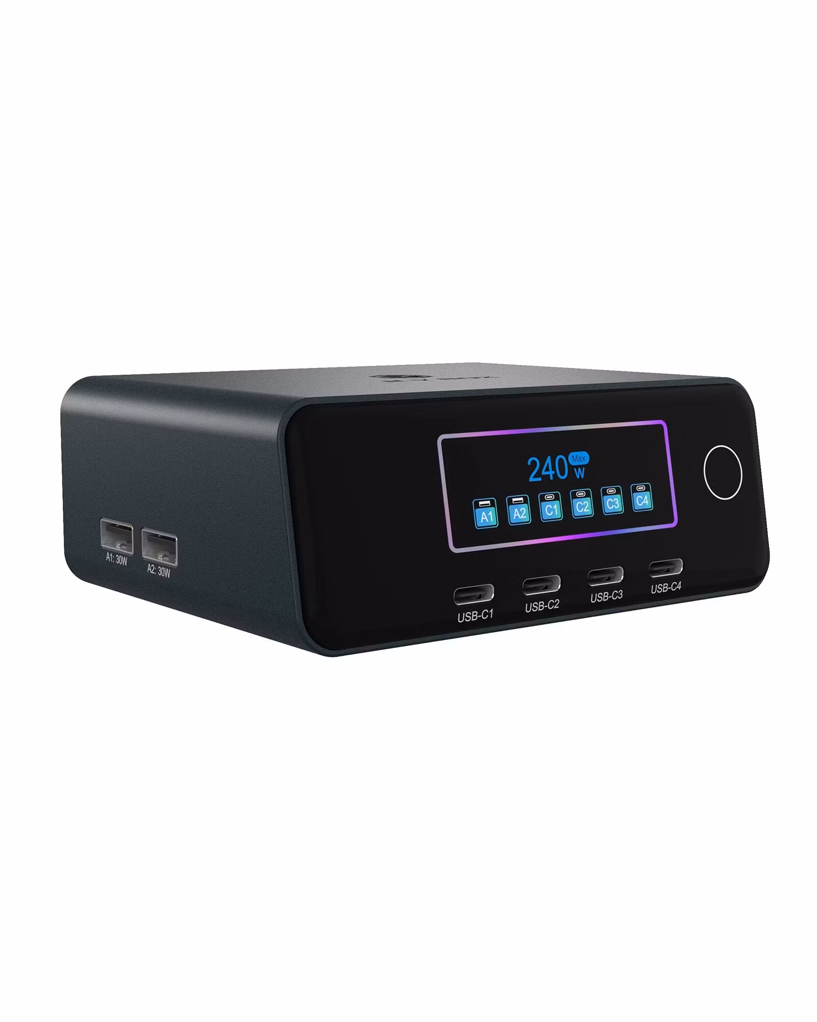 GaN-ladestasjon med LCD-TFT-skjerm og opptil 240 W