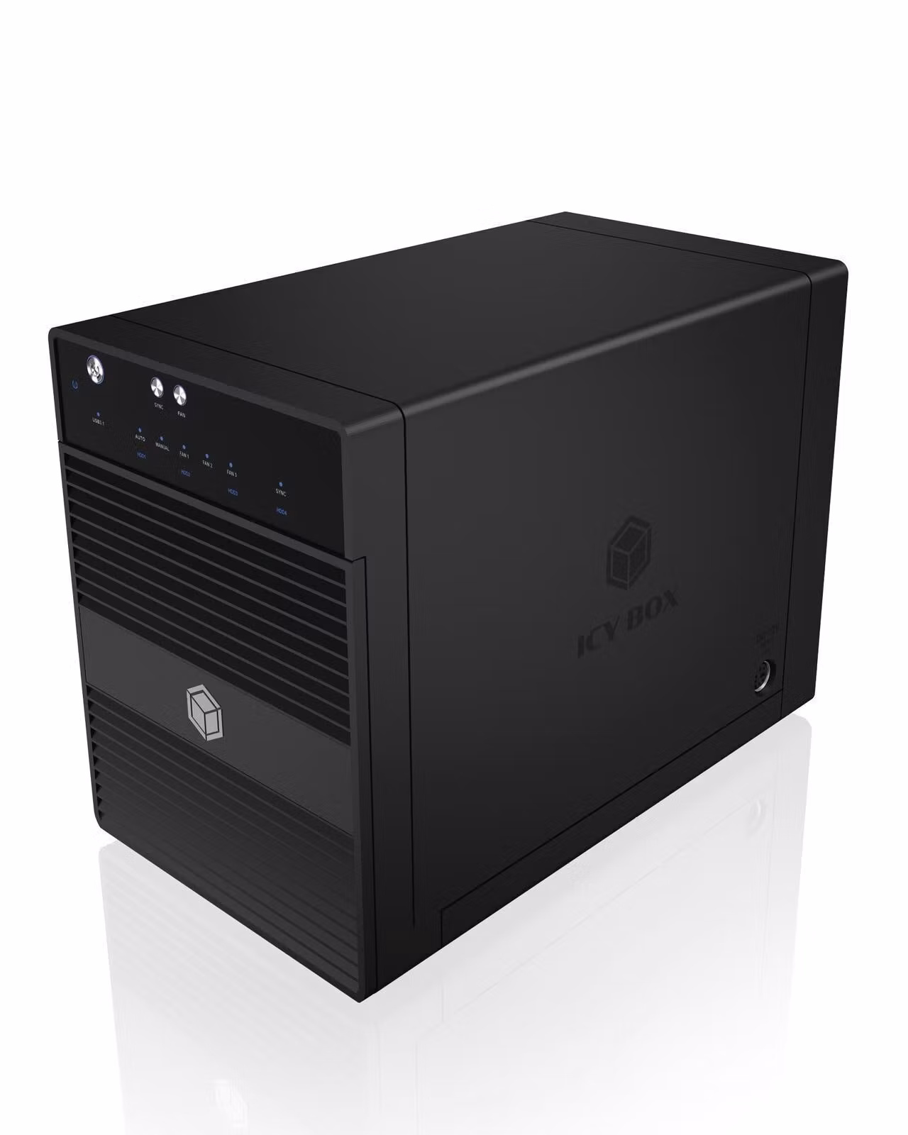 Eksternt kabinett for 4x 2,5"/3,5" HDD/SSD med USB 3.2 Gen 2 Type-C og vifte