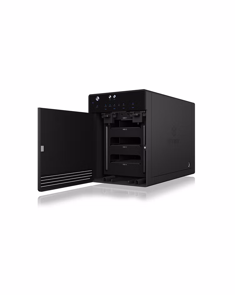 Eksternt kabinett for 4x 2,5"/3,5" HDD/SSD med USB 3.2 Gen 2 Type-C og vifte