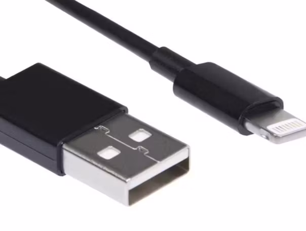1meter Lightning til USB-A 2.0 kabel | Hann til hann (M-M) | Sort 12W