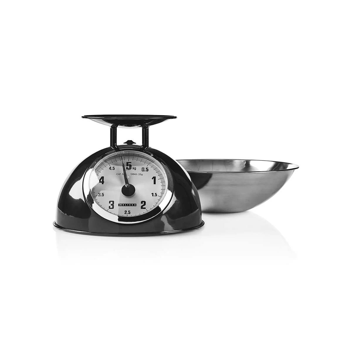 Retro analog kjøkkenvekt, maks 5kg (svart)