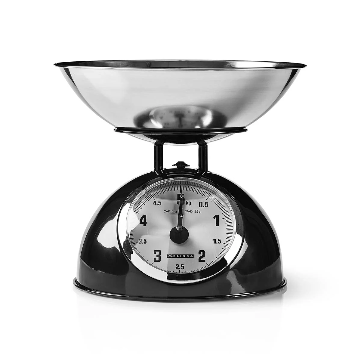 Retro analog kjøkkenvekt, maks 5kg (svart)