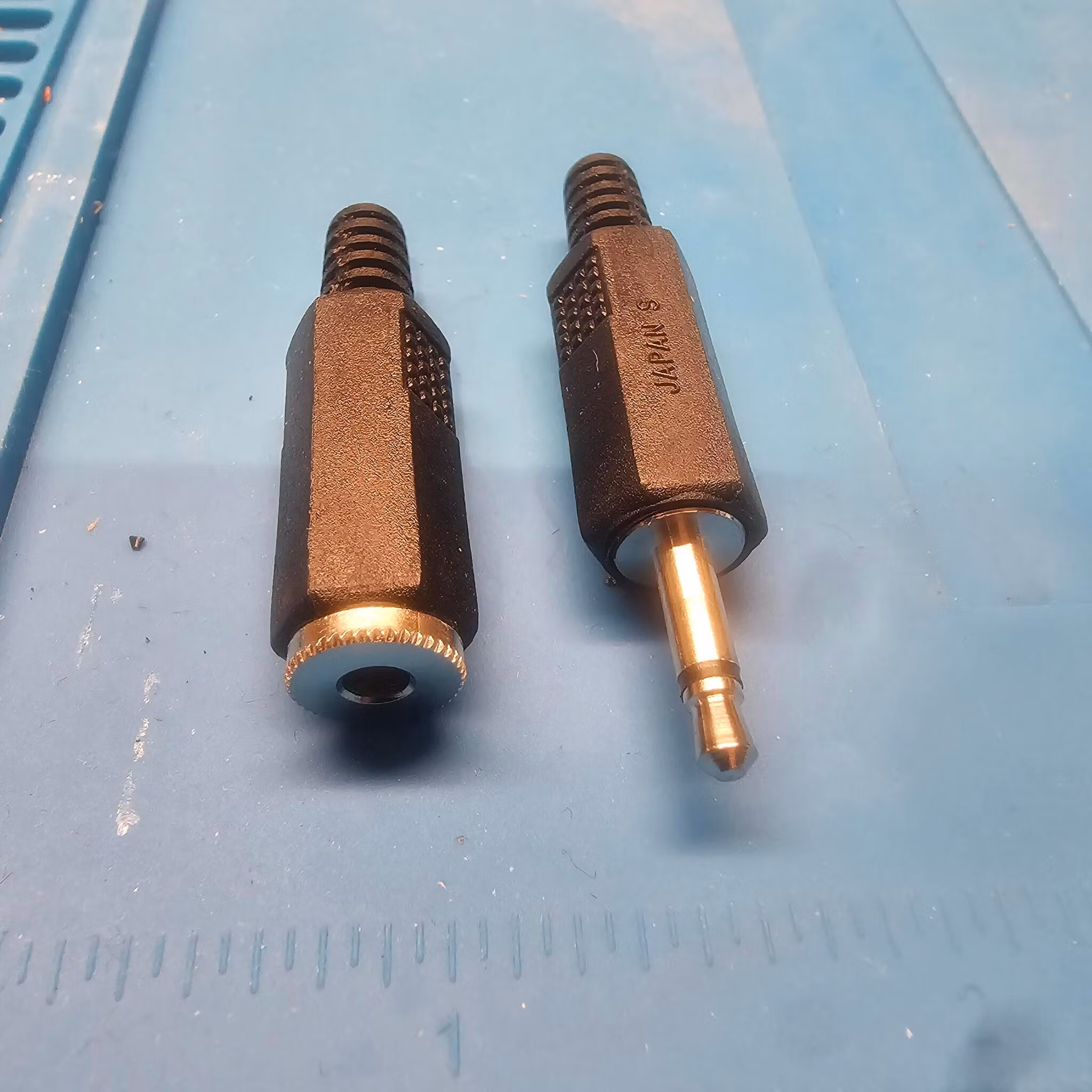 Minijack Mono han og hun adapter i en pakke for lodding