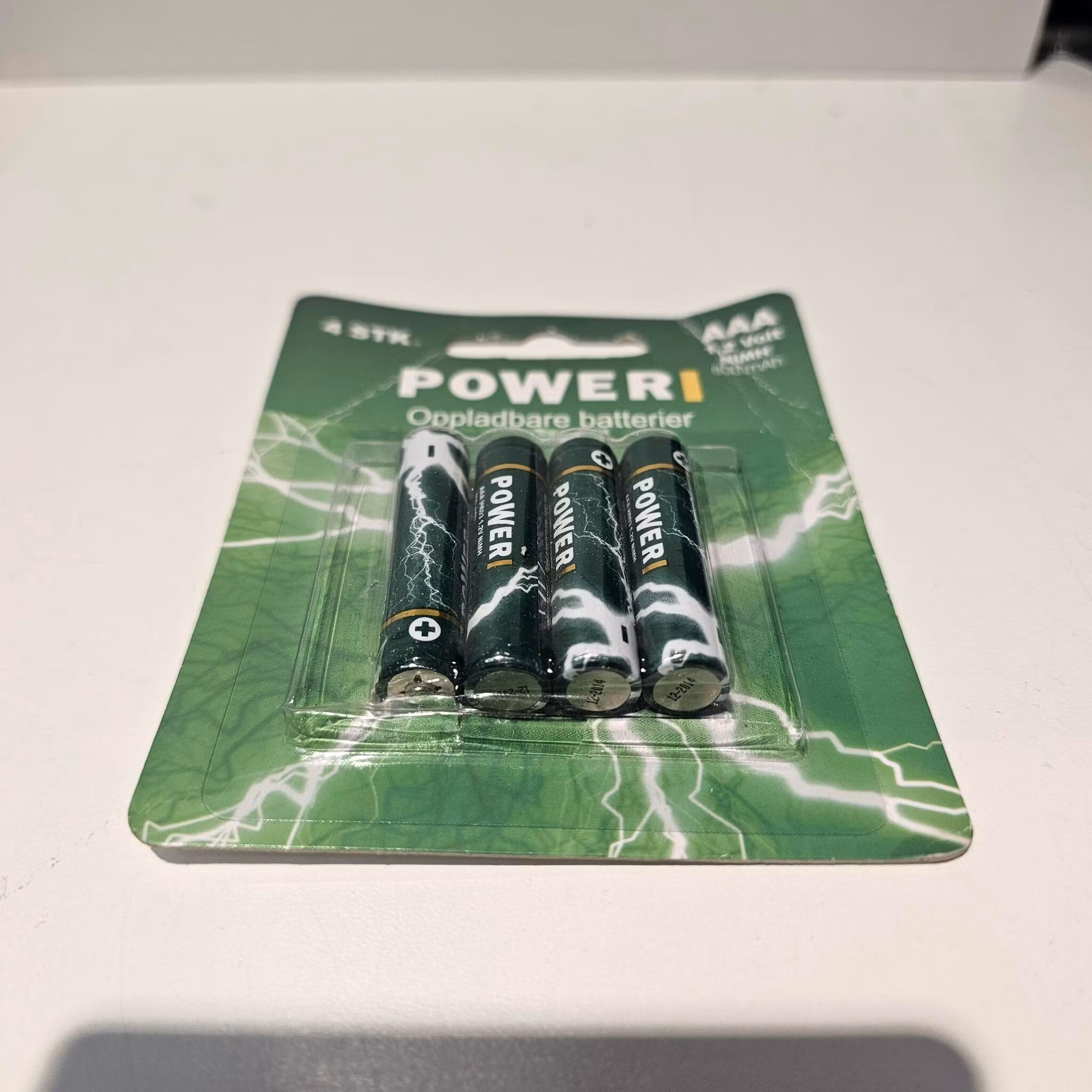4stk oppladbare batteri AAA 1,2V NIMH 800Mah