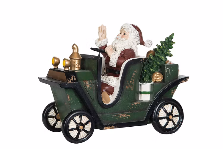 Tomte/Bil Poly 25x12x19cm