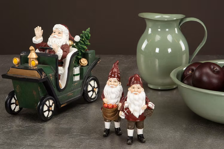 Tomte/Bil Poly 25x12x19cm