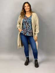 SIGNE Byxor med stretch, mörkdenim