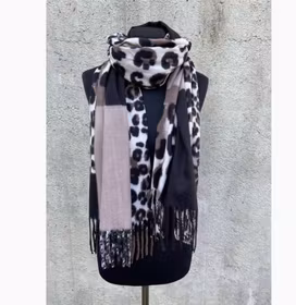 KATJA Halsduk med leoprint, brun