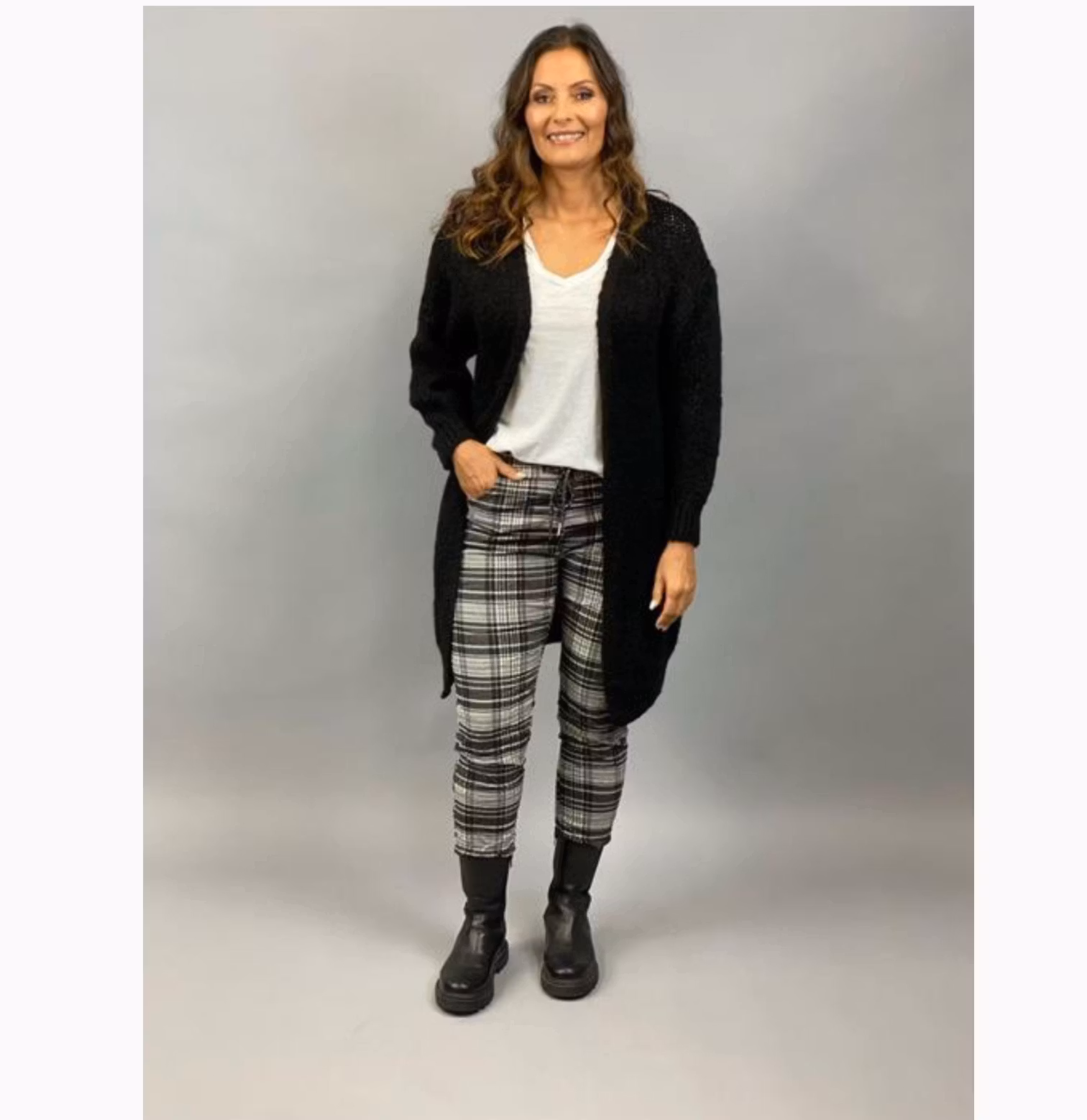 ALINE Lång kofta, svart