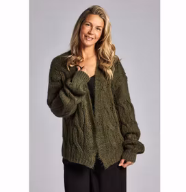 Stickad cardigan grön