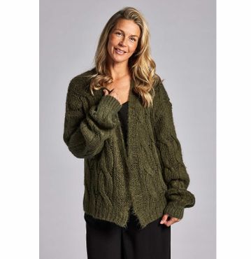 Stickad cardigan grön